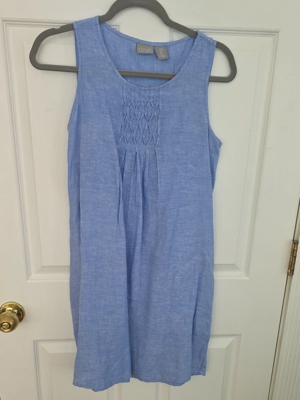 Kenar Light Blue Sleeveless Smocked Front Shift Dress Size S